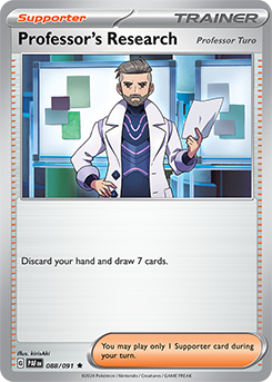 Rare Pokémon card Professor's Research [Professor Turo] 88/91 from Paldean fates expansion